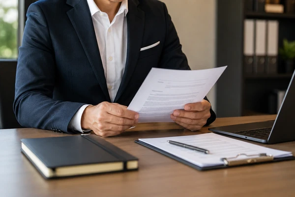 Business professional reviewing non-solicitation agreement before signing at Clearwater Business Law