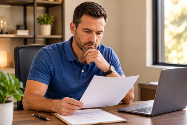 Business professional reviewing a non-compete agreement document — Florida non-compete violation consequences explained by Clearwater Business Law